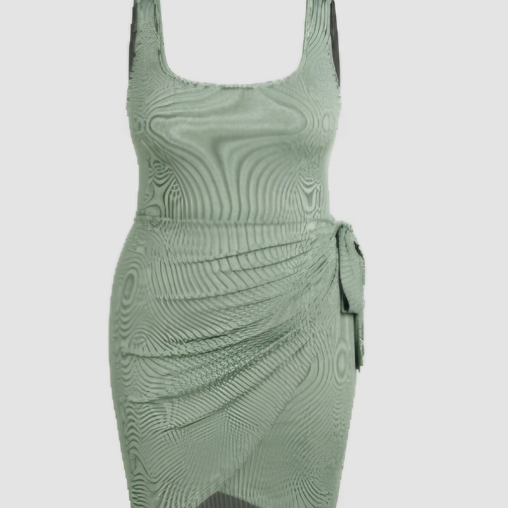 Elegant Green Textured Dress